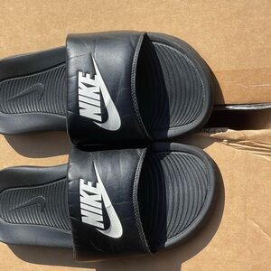 Nike Black and White Slide Sandals
